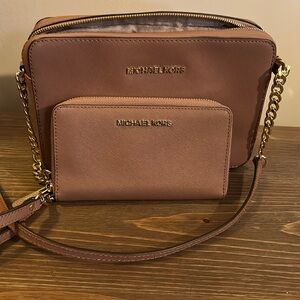 Dusty Rose / Mauve Michael Kors Crossbody and Wallet Set